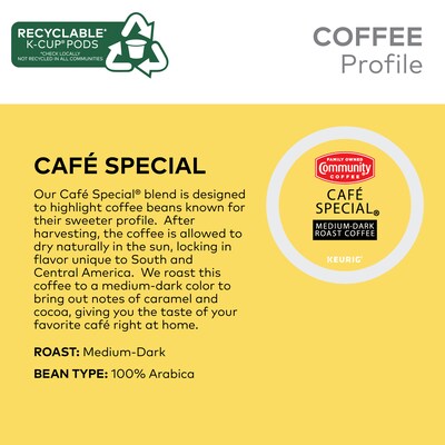 Community Coffee Cafe Special Coffee Keurig® K-Cup® Pods, Medium Dark Roast, 24/Box (5000374325)