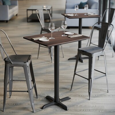 Flash Furniture Acadia Wooden Dining Table with X-Base, 23.75"D x 29.75"W, Dark Brown/Black Base (ST2430WBRT2222B)