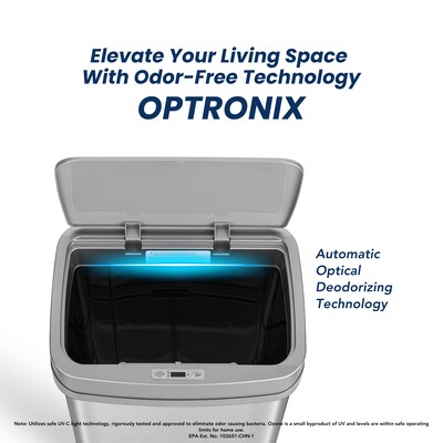 Nine Stars Nova Stainless Steel Motion Sensor Trash Can, 13.2 Gallon, Silver (ONT-50-81SL)