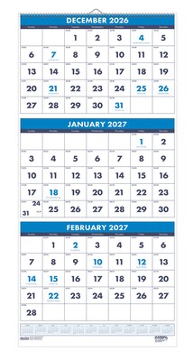 2027 House of Doolittle 12.25 x 26 Three-Month Wall Calendar, Blue (3640-27)