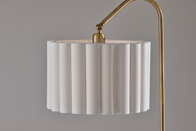Adesso Caldwell 62"H Antique Brass Floor Lamp with White Linen Shade (4229-21)