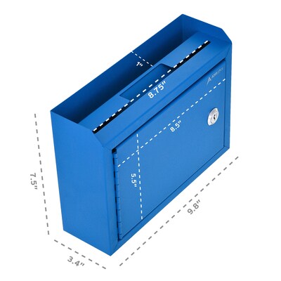 AdirOffice Multipurpose Drop Box with Suggestion Cards, Medium, Blue (631-02-BLU-PKG)
