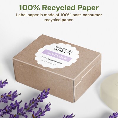 Avery EcoFriendly Laser/Inkjet Decorative Edge Multipurpose Labels, 2-1/2 Dia., White, 225/Pack (94516)