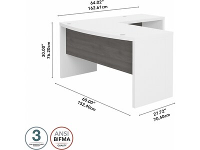 Bush Business Furniture Echo 60"W L Shaped Bow Front Desk, Pure White/Modern Gray (ECH025WHMG)