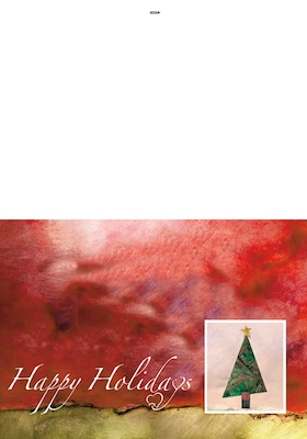 Happy Holidays cut out christmas tree - 7 x 10 scored for folding to 7 x 5, 25 cards w/A7 envelopes