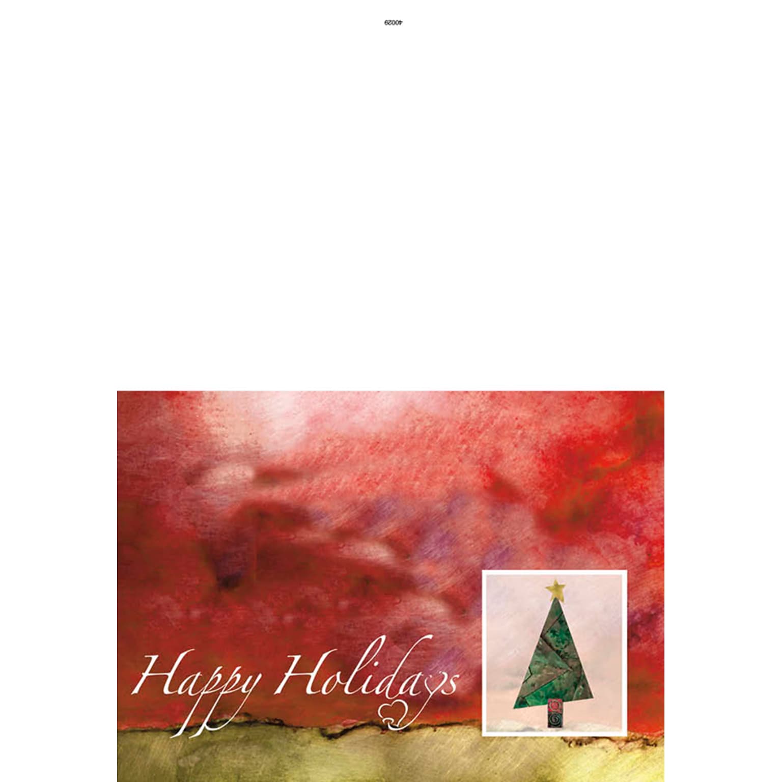 Happy Holidays cut out christmas tree - 7 x 10 scored for folding to 7 x 5, 25 cards w/A7 envelopes per set