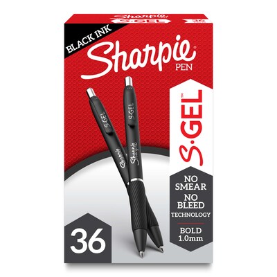 Sharpie S-Gel Retractable Gel Pens, Bold Point, 1.0mm, Black Ink, 36 Pens/Pack (2096181)