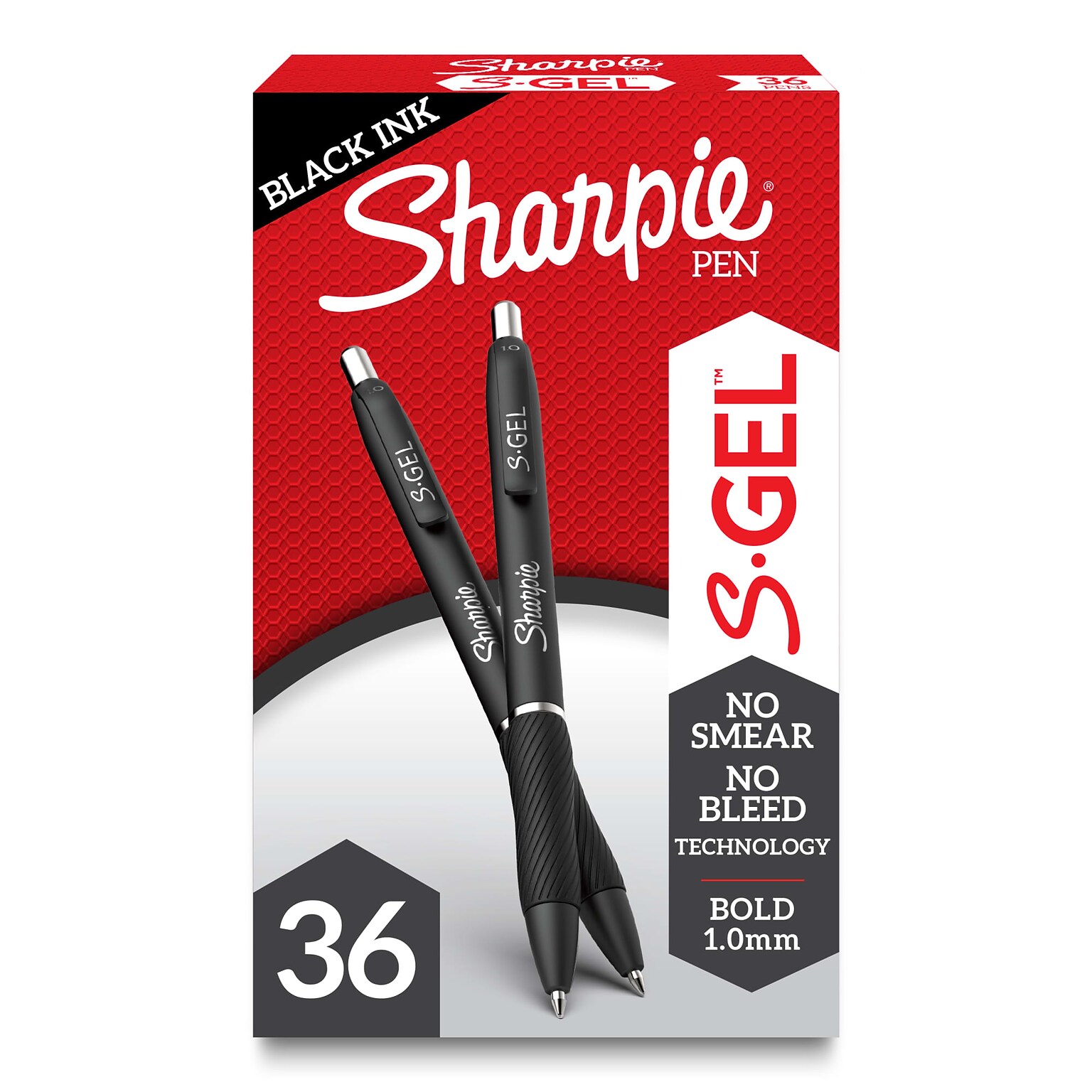 Sharpie S-Gel Retractable Gel Pens, Bold Point, 1.0mm, Black Ink, 36 Pens/Pack (2096181)