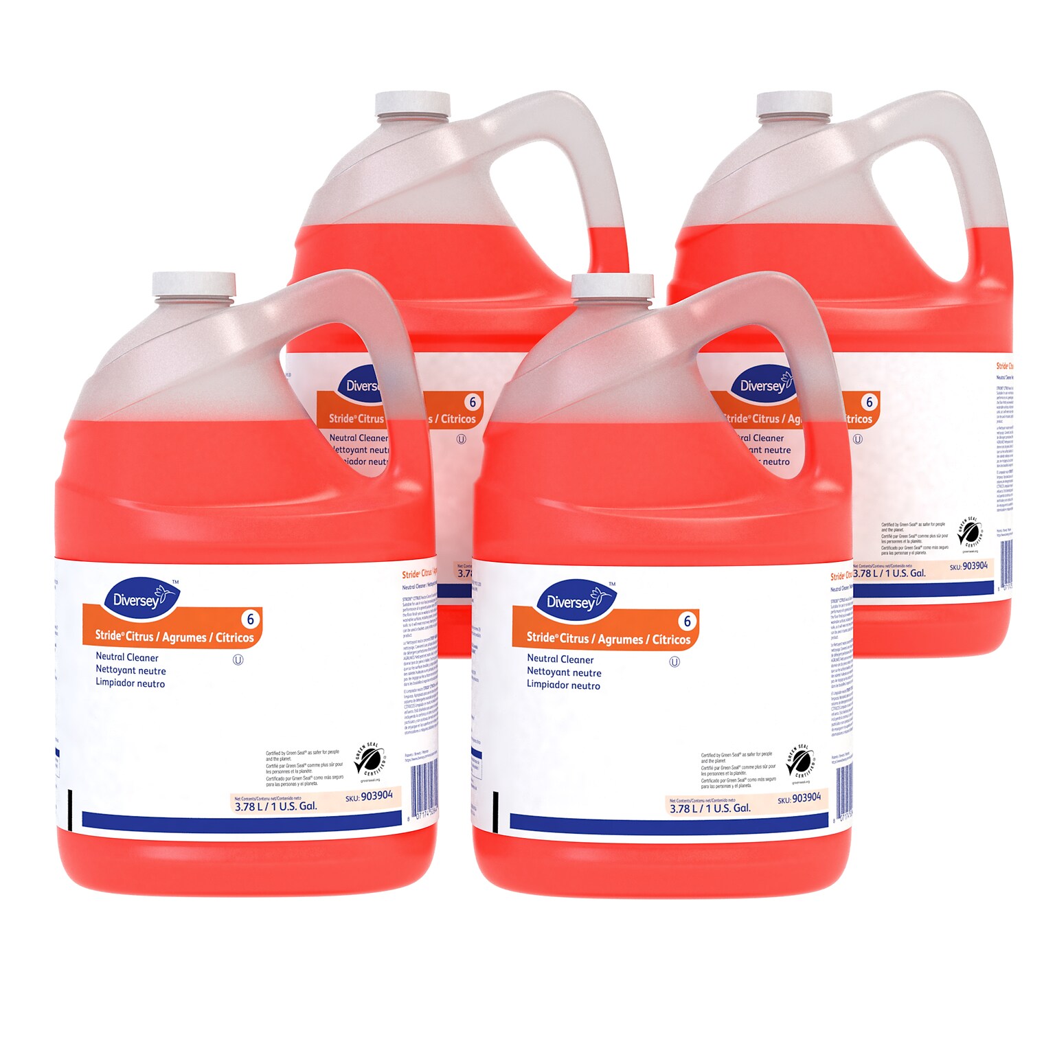 Diversey Stride Citrus Neutral Floor Cleaner, 1 Gallon, 4/Carton (903904)