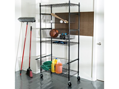 Honey-Can-Do 3-Shelf Steel Shelving Unit, 73.6" x 35.6" x 17.9", Black (SHF-09977)