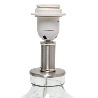 Lalia Home 17.75" Contemporary Engraved Honeycomb Glass Table Desk Lamp with White Fabric Shade, Clear (LHT-3003-CL)