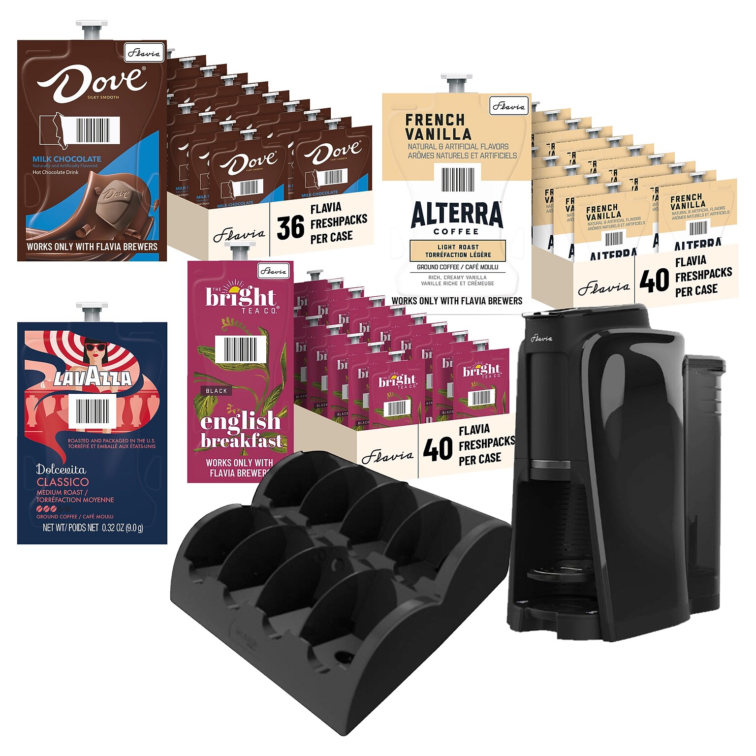 Flavia Aroma Coffee Maker w/ Organizer & 154 Freshpacks