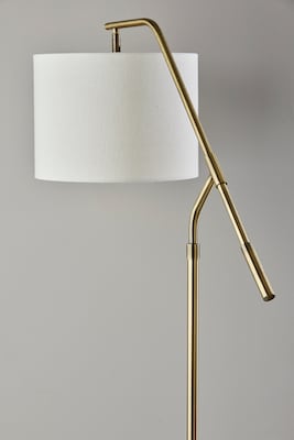 Simplee Adesso Milo 60" Antique Brass Floor Lamp with Off-White Drum Shade (SL9503-21)