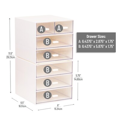 Mind Reader 7-Compartment Plastic Desk Organizer, White, 2/Set (MSORG-WHT)