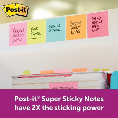 Post-it Pop Up Super Sticky Notes, 3 x 3 in., 1 Dispenser, 12 Pads, 90 Sheets/Pad, 2x the Sticking Power, Assorted Colors