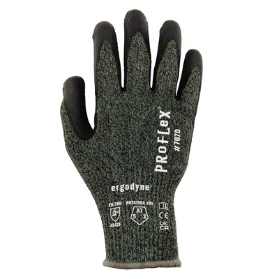 Ergodyne ProFlex 7070 Nitrile Coated Cut-Resistant Gloves, ANSI A7, Heat Resistant, Green, XXL, 1 Pair (18046)