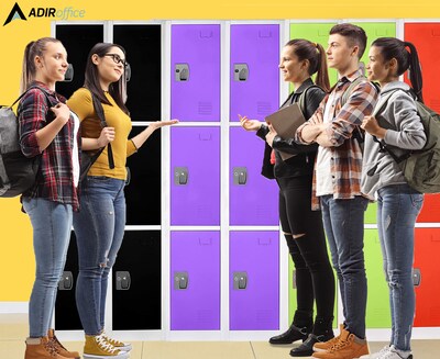 AdirOffice 72" 3-Tier Purple Storage Locker, 4/Pack (629-203-PUR-4PK)