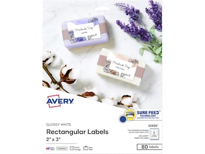 Avery Laser/Inkjet Multipurpose Label, 2 x 3, Glossy White, 8 Labels/Sheet, 10 Sheets/Pack (22890)