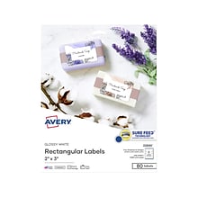 Avery Laser/Inkjet Multipurpose Label, 2 x 3, Glossy White, 8 Labels/Sheet, 10 Sheets/Pack (22890)