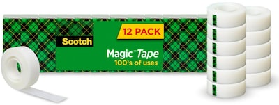 Scotch Magic Invisible Tape Refill, 3/4 x 27.77 yds., 12/Pack (810K12)