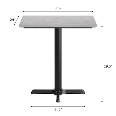 Flash Furniture Acadia Wooden Dining Table with X-Base, 23.75"D x 29.75"W, Gray Faux Concrete/Black Base (ST2430CGT2222)