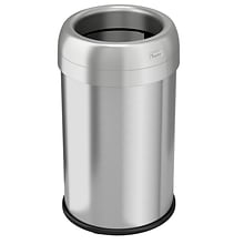 halo Stainless Steel Round Open Top Trash Can with Dual AbsorbX Odor Control System, Silver, Silver,