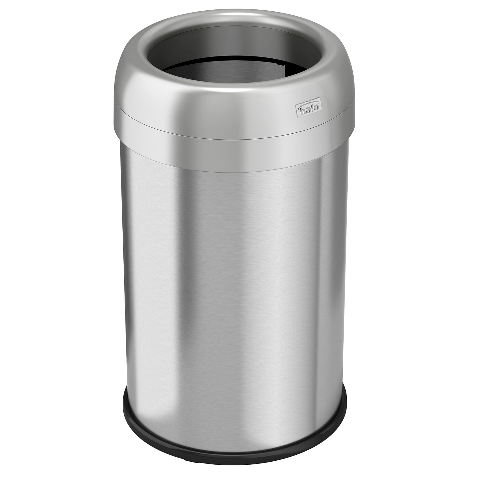 halo Stainless Steel Round Open Top Trash Can with Dual AbsorbX Odor Control System, Silver, Silver, 13 Gal. (OT13STR)