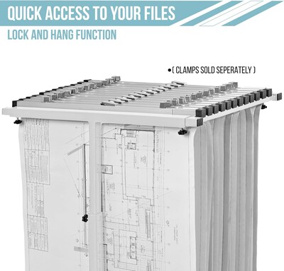 AdirOffice Steel Mobile Vertical Large File Storage Plan Center For Blueprints, White (614-WHI)