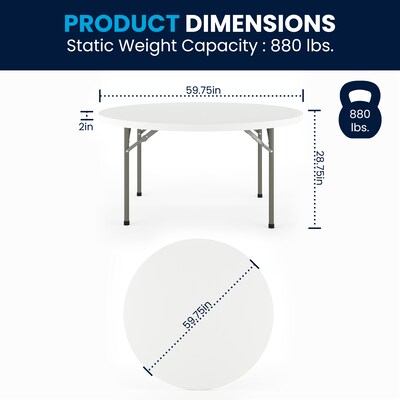 Flash Furniture Elon Folding Table, 59.75" x 59.75", Granite White (DADYCZ152RGW)