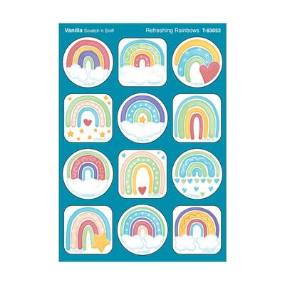 Trend Enterprises Refreshing Rainbows Vanilla Scent Scratch n Sniff Stinky Stickers, Multicolored,