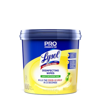 Lysol Pro Disinfecting Wipes, Lemon & Lime Blossom, 800 Wipes/Bucket (1920099856X)