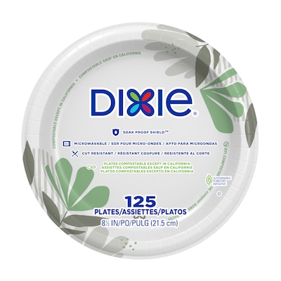 Dixie Pathways Medium-Weight Paper Plates, 8.5”, 500/Carton (UX9WS)