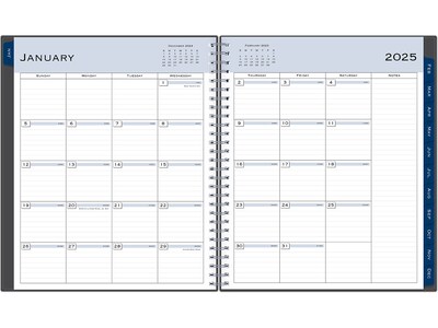 2025 Blue Sky 8 x 10 Monthly Planner, Plastic Cover, Charcoal Gray (100011-25)