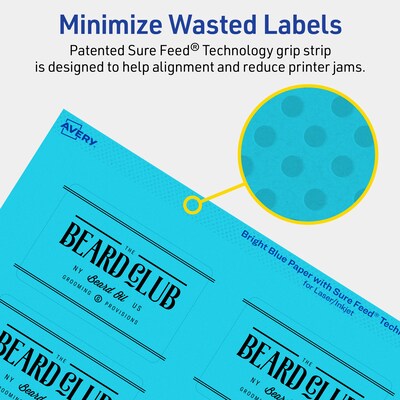 Avery Laser/Inkjet Multipurpose Rectangle Labels, 2" x 3", Bright Blue, 320/Pack (94237)