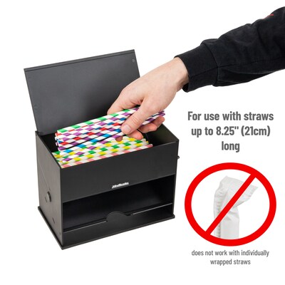 Mind Reader Plastic Straw Dispenser, Black (STRAWPUSH-BLK)