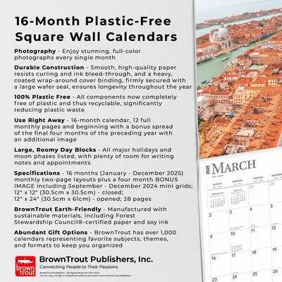 2025 BrownTrout Venice 12" x 12" Monthly Wall Calendar (9781975476311)