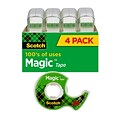 Scotch Magic Invisible Tape with Dispenser, 3/4 x 8.33 yds., 4 Rolls (4105)