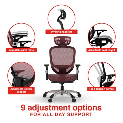 Quill Brand® Hyken Mesh Computer and Desk Chair, Red (50218)