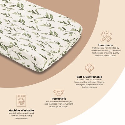 Parker Quilted Change Pad Cover - Leaf