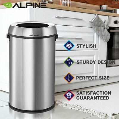 Alpine Industries Stainless Steel Recycling Bin, 17 Gallon, Silver (ALP470-65L-R)