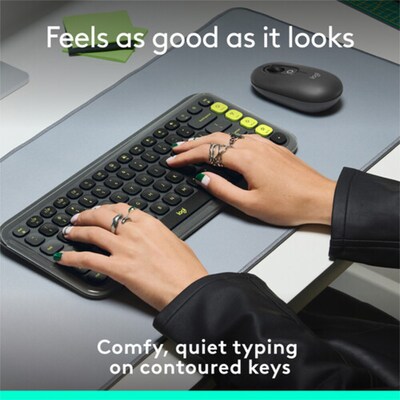 Logitech POP Icon Keys Wireless Ergonomic Keyboard, Graphite/Green (920-013143)