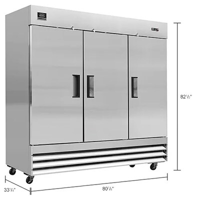 Global Industrial Nexel Reach-In Refrigerator, 3 Solid Doors, 72 Cu. Ft (243035)