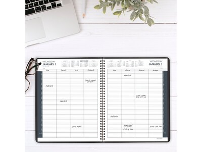 2025 AT-A-GLANCE 8.5 x 11 Calendar Year Daily Appointment Book, Faux Leather Cover, Black, 2/Set (