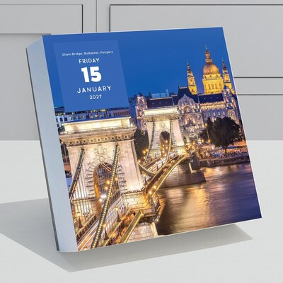 2027 TF Publishing World Travel 5.25 x 5.25 Daily Day-to-Day Calendar, Multicolored (27-3026)
