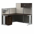 Bush Business Furniture Office in an Hour 63H x 65W L-Shaped Cubicle Workstation, Mocha Cherry (WC