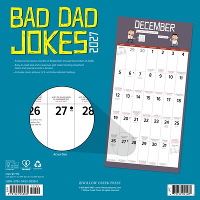 2027 Willow Creek Bad Dad Jokes 12 x 12 Monthly Wall Calendar (58985)