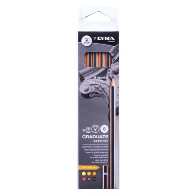 Lyra Graduate Graphite Pencil, Artist Set, 6 Pencils/Set, 3 Sets/Bundle (LYXL1171061-3)