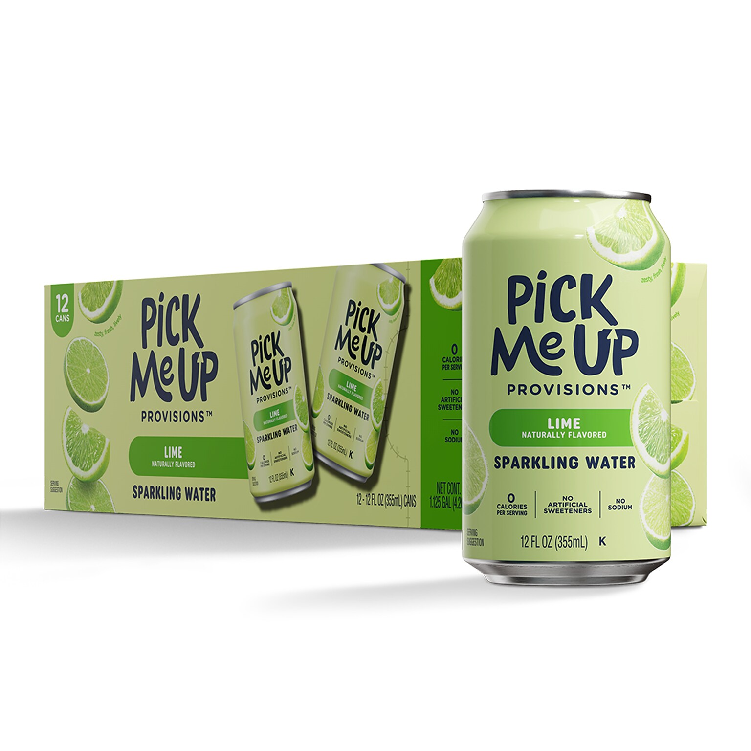 Pick Me Up Provisions™ Lime Sparkling Water, 12 oz., 24 Cans/Carton (PM63524)