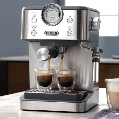 DeLonghi Linea Classic 2-Cups Automatic Espresso Machine, Stainless Steel (EM450M)