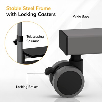 Mount-It! 28"W Adjustable Rolling Computer Work Station with Single Monitor Mount, Gray/Black (MI-7942)